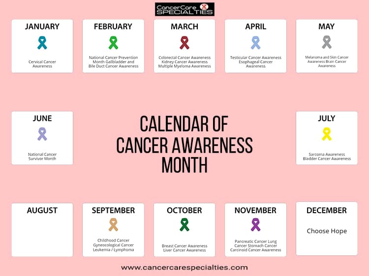 Cancer Awareness Months Calendar